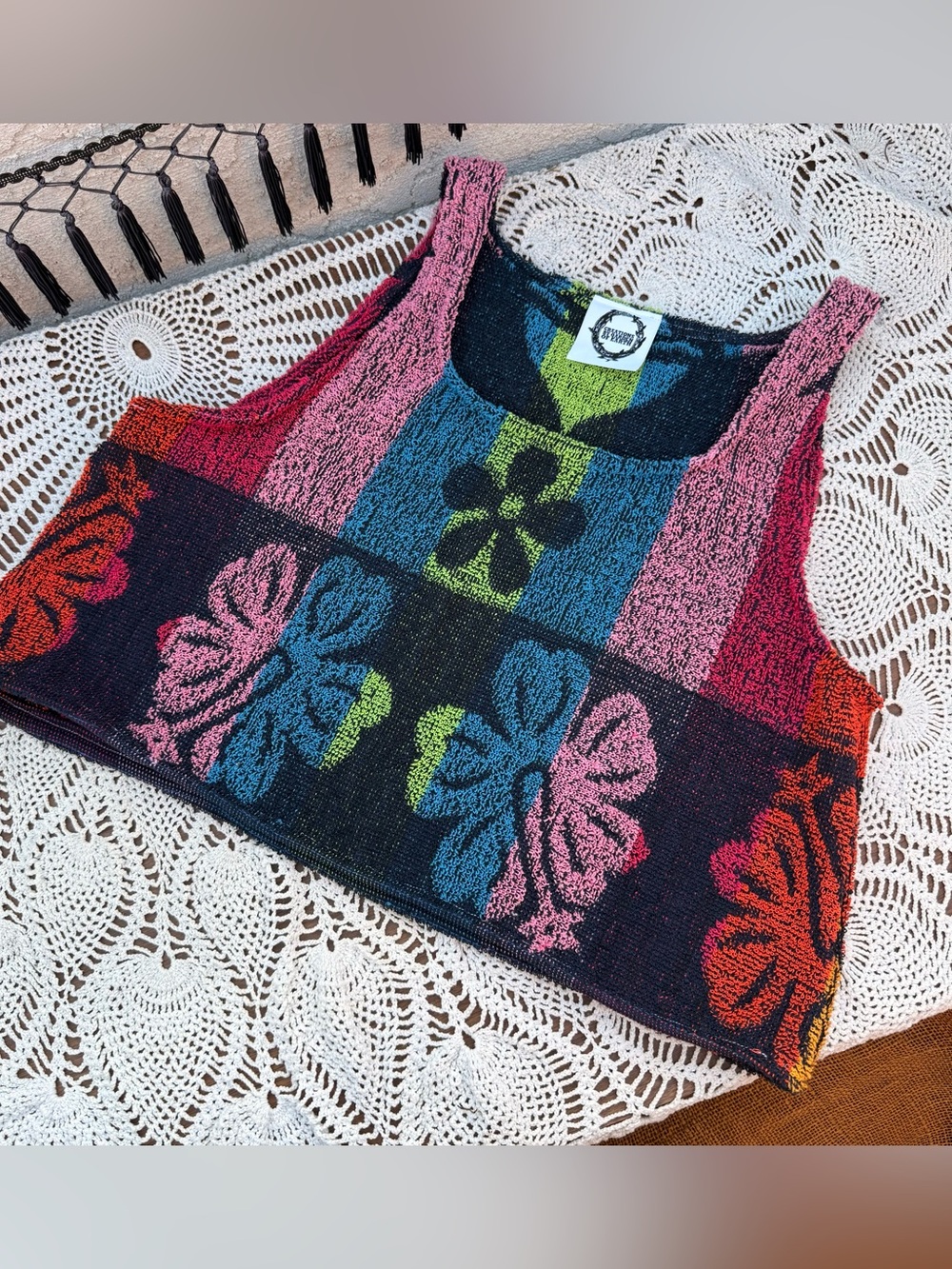 Handmade towel top Crop Tank Top - Multi